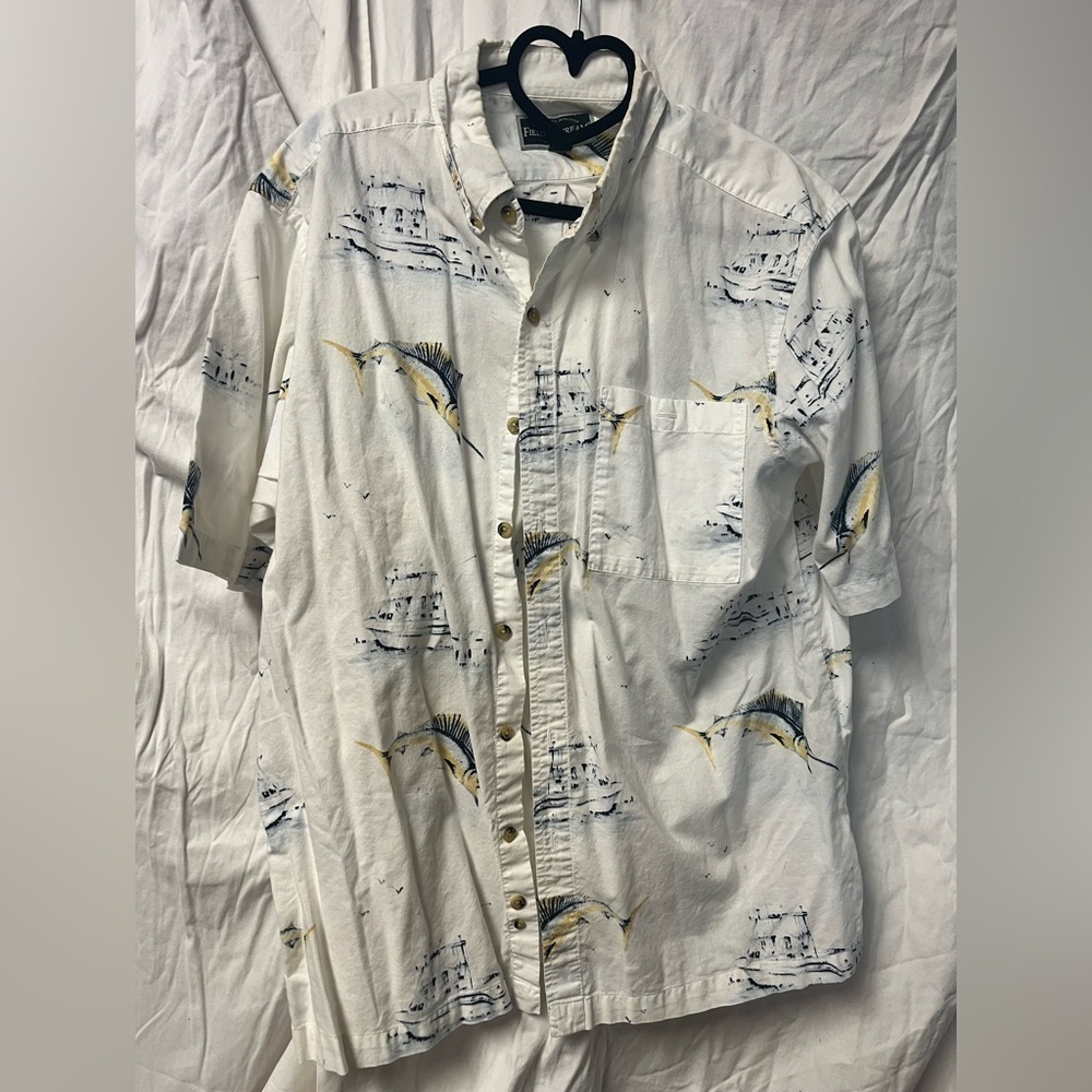 Field & Stream size L men’s button down shirt coastal Fishing Marlin